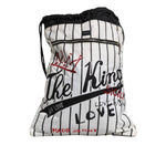 Dolce & Gabbana Black White Striped Polyester Drawstring Backpack Bag BAG4154