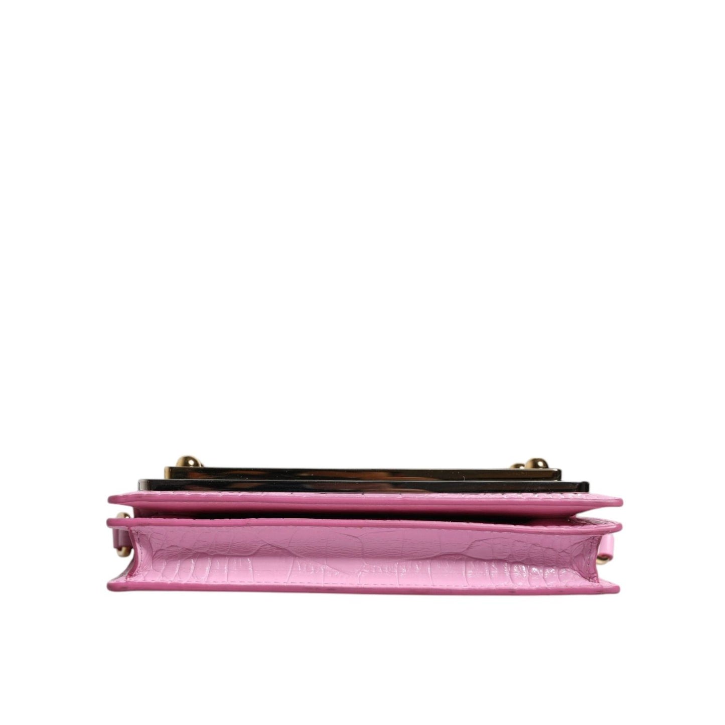 Dolce & Gabbana Pink Exotic Leather Logo Plaque Crossbody Bag BAG4156