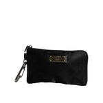 Dolce & Gabbana Black Nylon Logo Plaque Keyring Pouch Clutch Bag BAG4176
