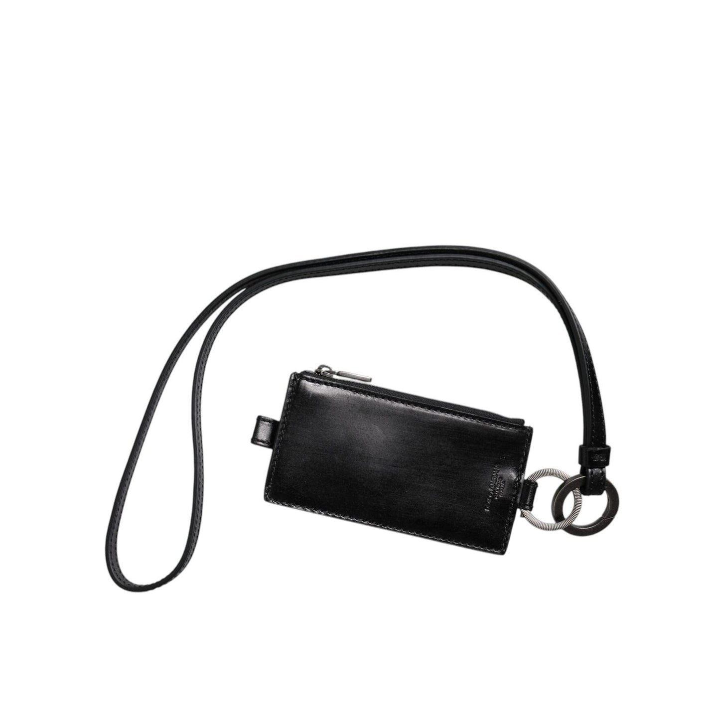 Dolce & Gabbana Black Horse Leather Lanyard Logo Card Holder Wallet BAG4209