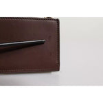 Dolce & Gabbana Brown Leather Zip Logo Keyring Coin Purse Keyring Wallet BAG4244