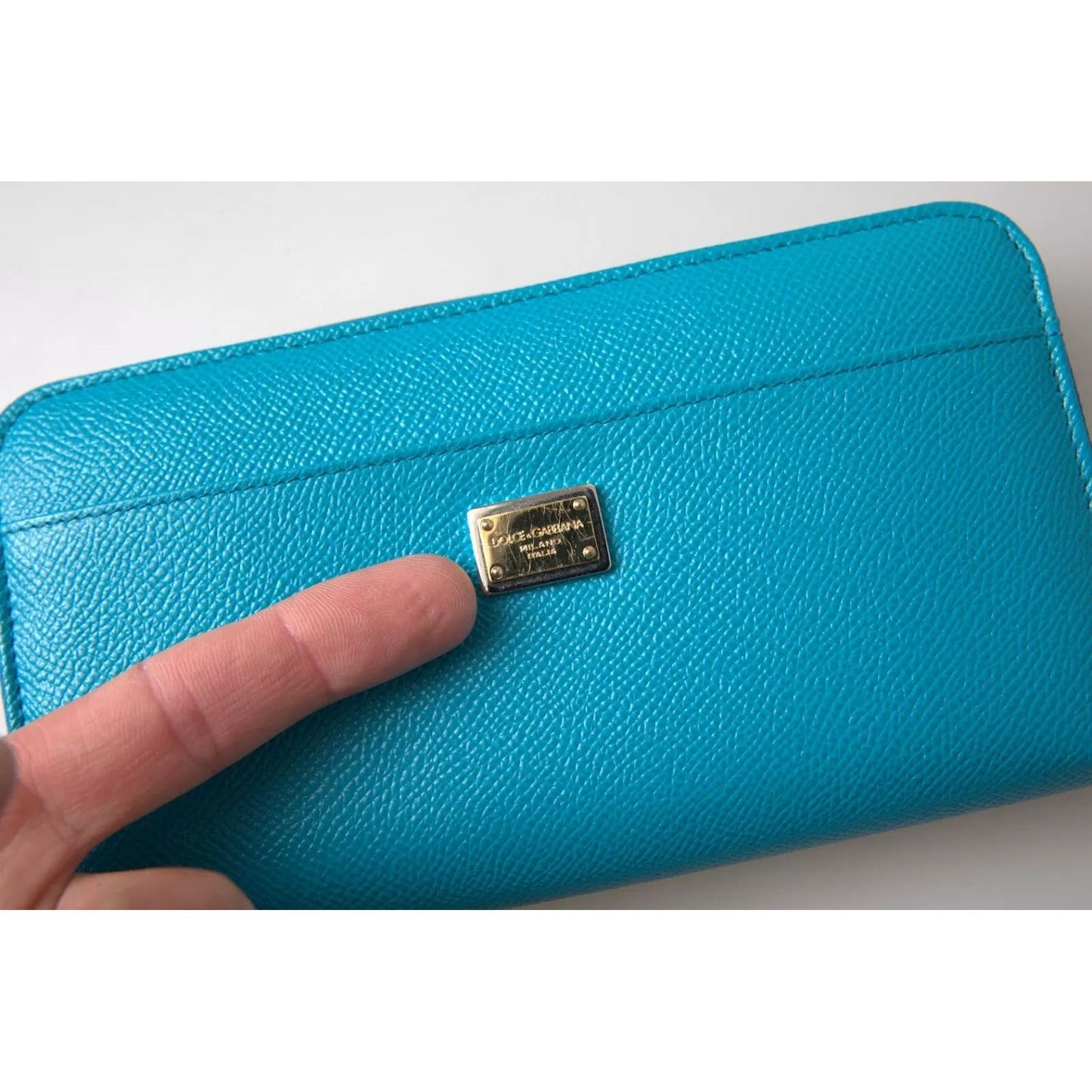 Dolce & Gabbana Wallet Light Blue LOVE Leather Zip Around Continental BAG1028