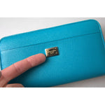 Dolce & Gabbana Wallet Light Blue LOVE Leather Zip Around Continental BAG1028