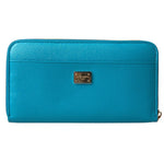 Dolce & Gabbana Wallet Light Blue LOVE Leather Zip Around Continental BAG1028