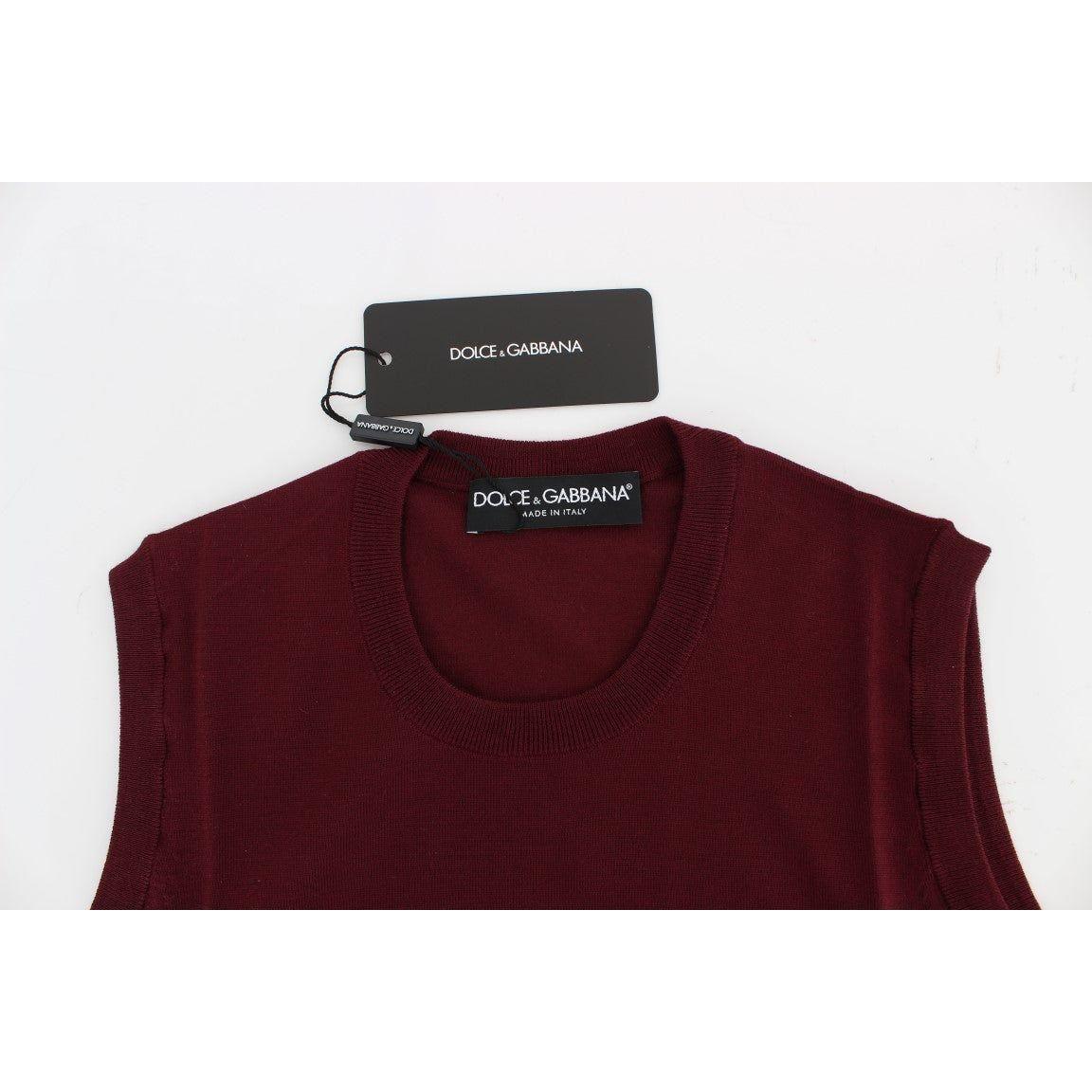 Dolce & Gabbana Red Sleeveless Crewneck Vest Pullover SIG13334-3