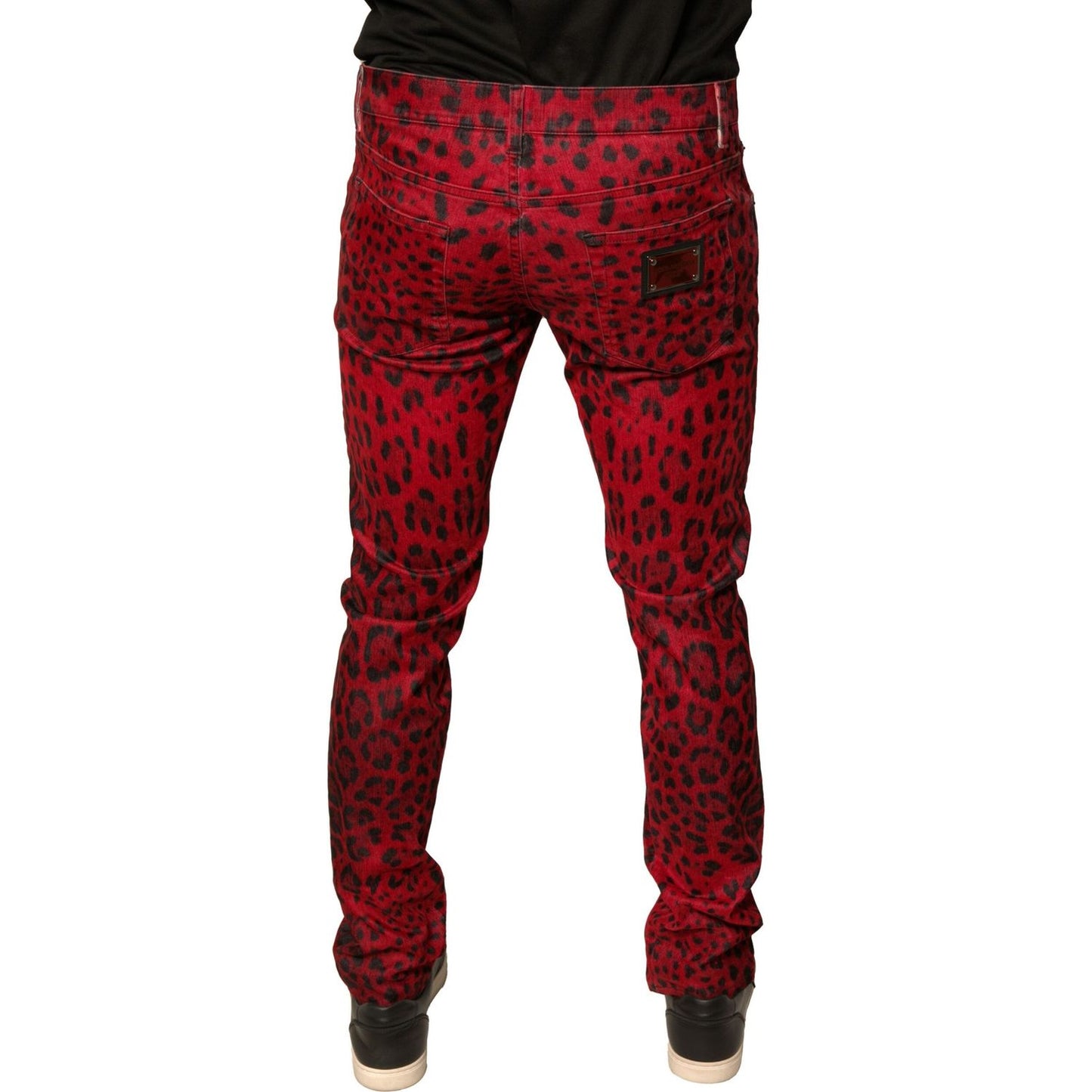 Dolce & Gabbana Red Leopard Cotton Stretch Skinny Denim Jeans PAN75700-48