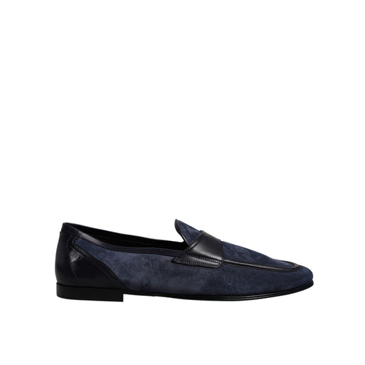 Dolce & Gabbana Blue Suede Leather Shoes Loafer Moccasin Shoes