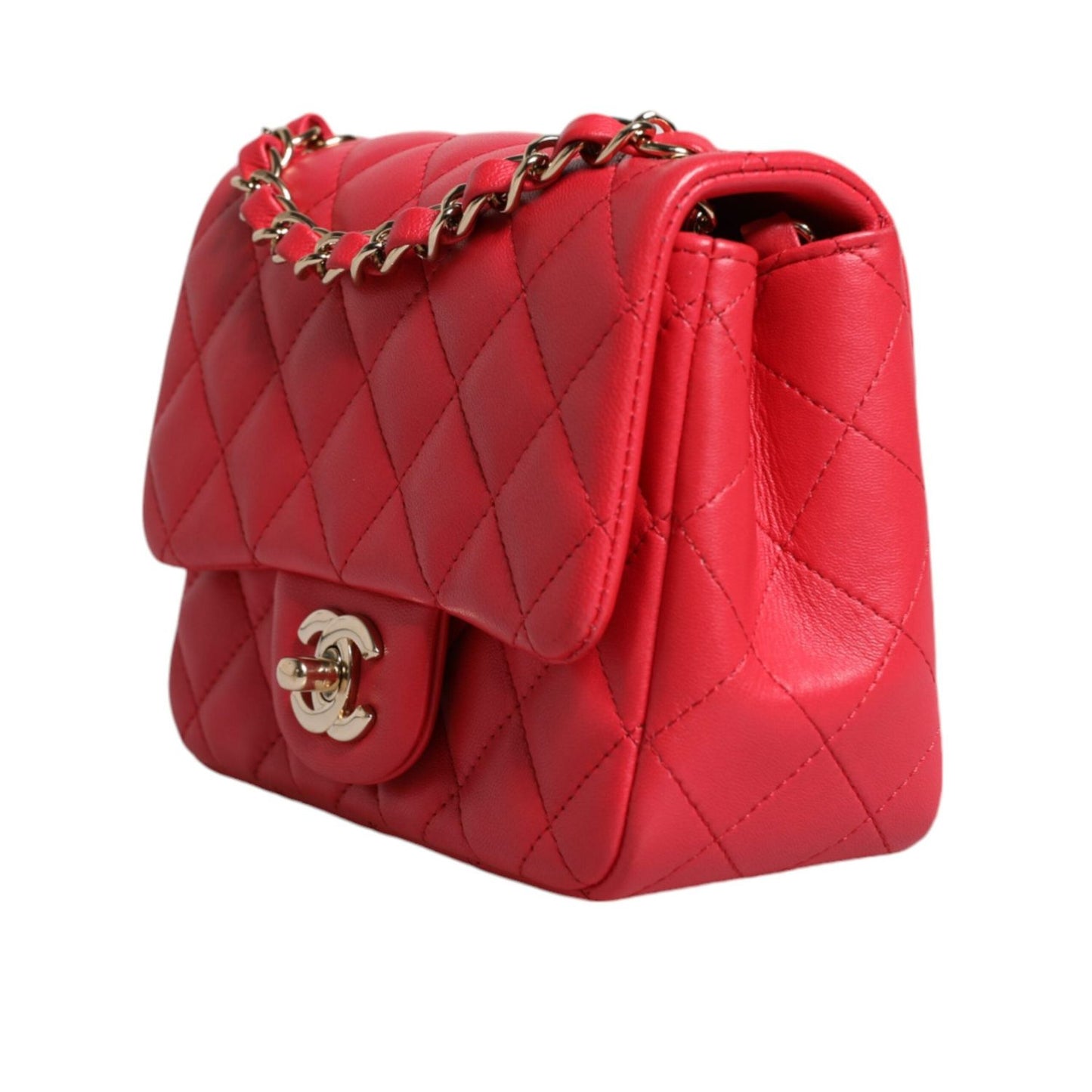 Chanel Pink Matelasse Chain Shoulder Lambskin Purse Mini CHA177