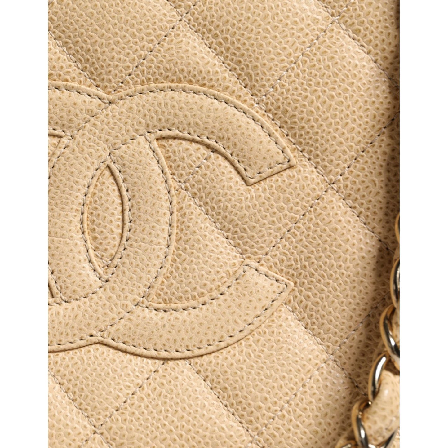 Chanel Beige Caviar De Coco Chain Leather Purse Bag CHA128
