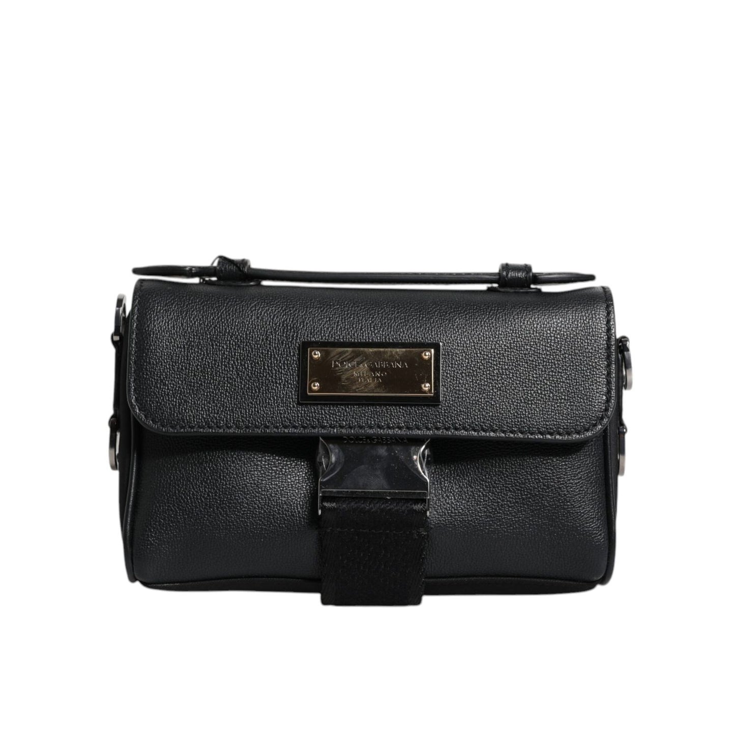 Dolce & Gabbana Black Logo Plaque Leather Buckled Shoulder Crossbody Bag BAG1616