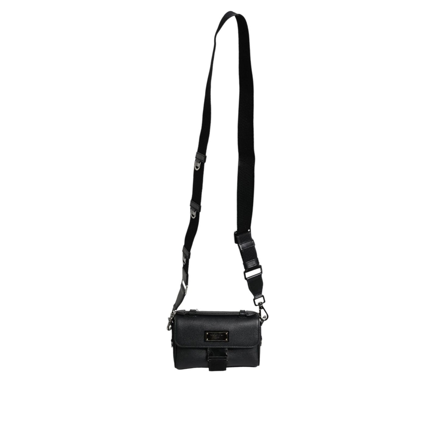 Dolce & Gabbana Black Logo Plaque Leather Buckled Shoulder Crossbody Bag BAG1616