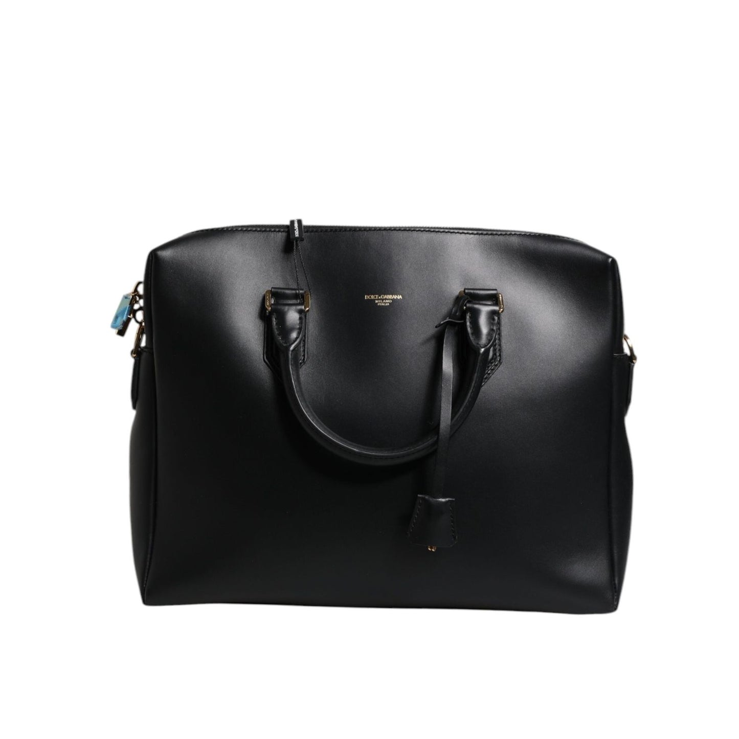 Dolce & Gabbana Black Smooth Leather Logo Printed Monreale Briefcase Bag BAG1644