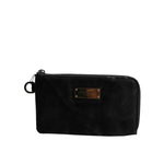 Dolce & Gabbana Black Nylon Logo Plaque Keyring Pouch Clutch Bag BAG4043