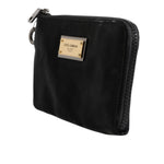 Dolce & Gabbana Black Nylon Logo Plaque Keyring Pouch Clutch Bag BAG4043