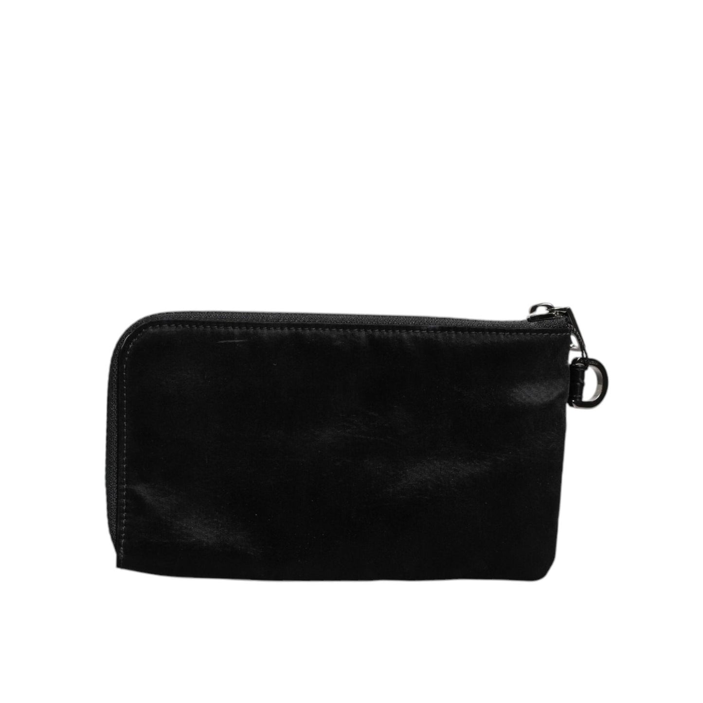 Dolce & Gabbana Black Nylon Logo Plaque Keyring Pouch Clutch Bag BAG4043
