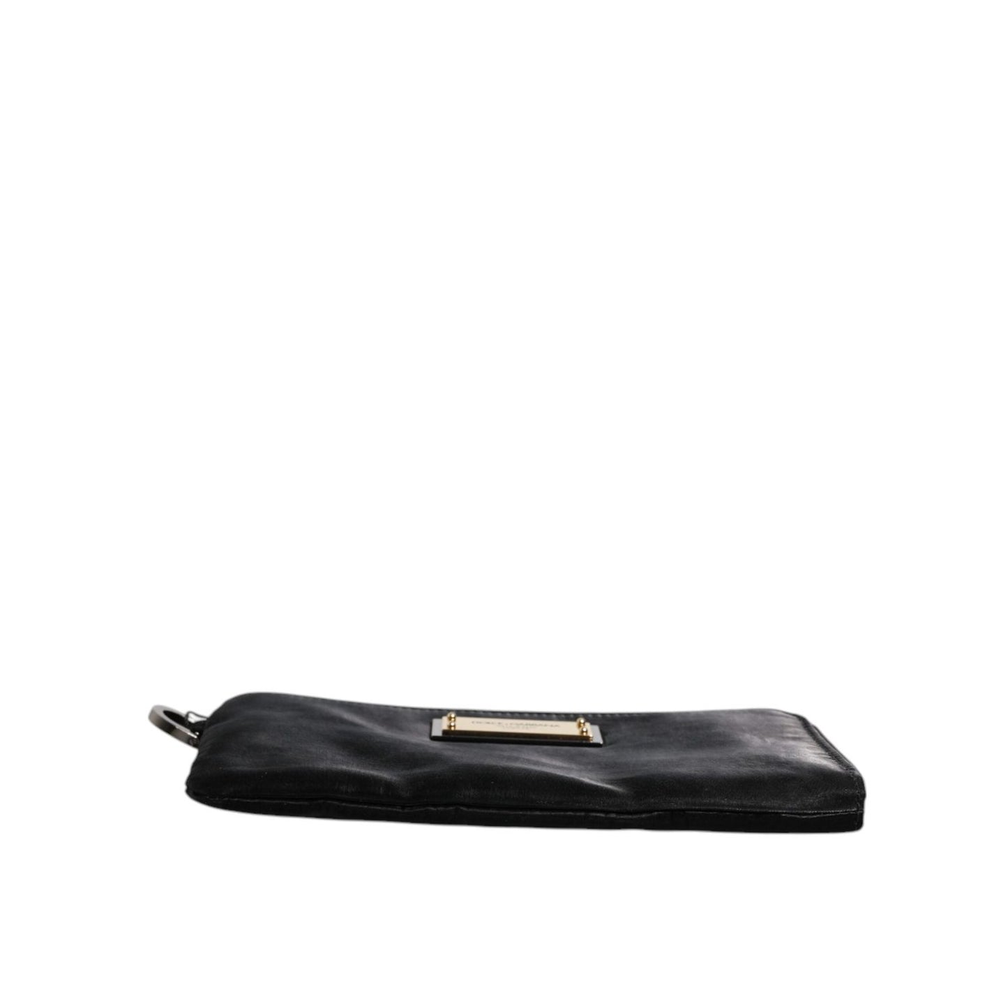 Dolce & Gabbana Black Nylon Logo Plaque Keyring Pouch Clutch Bag BAG4043
