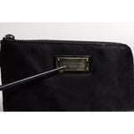 Dolce & Gabbana Black Nylon Logo Plaque Keyring Pouch Clutch Bag BAG4043