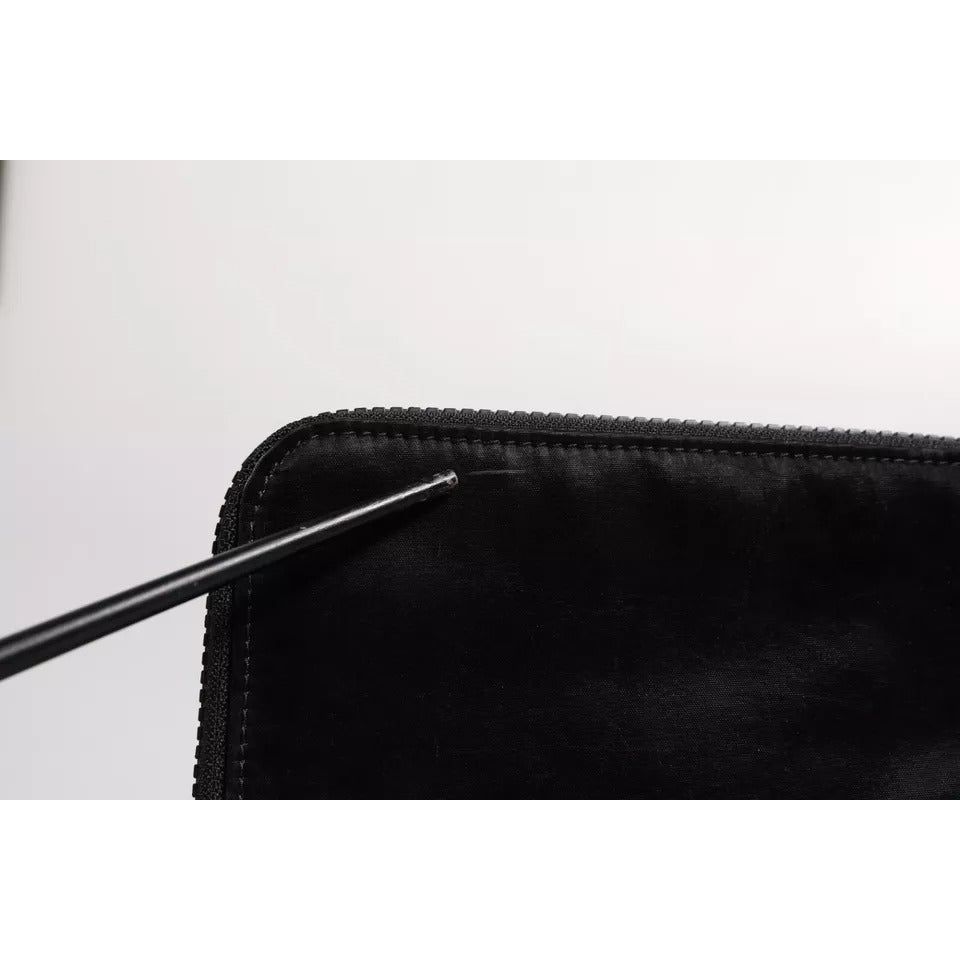 Dolce & Gabbana Black Nylon Logo Plaque Keyring Pouch Clutch Bag BAG4043