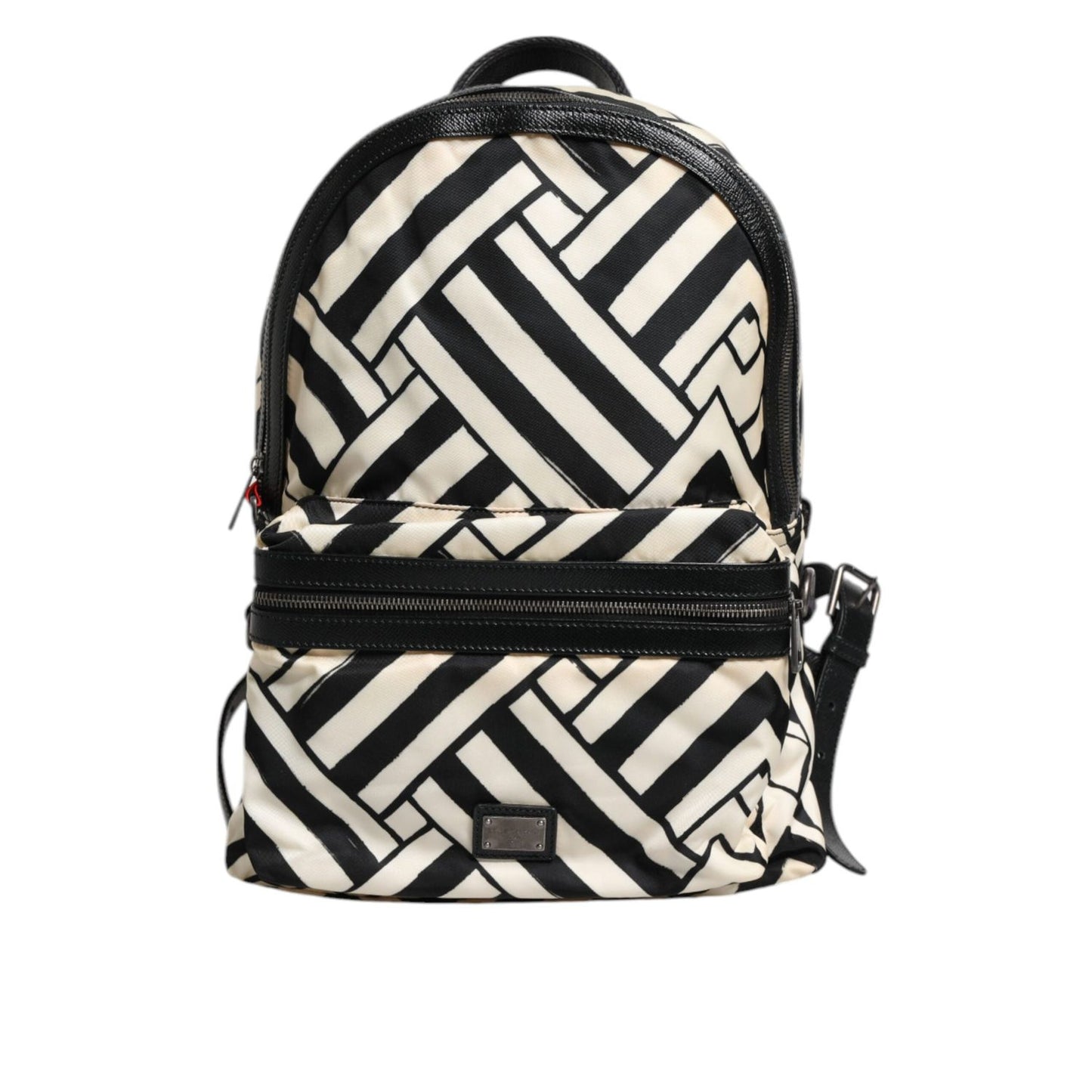 Dolce & Gabbana Black White Nylon Leather Travel Back Pack Bag BAG4061