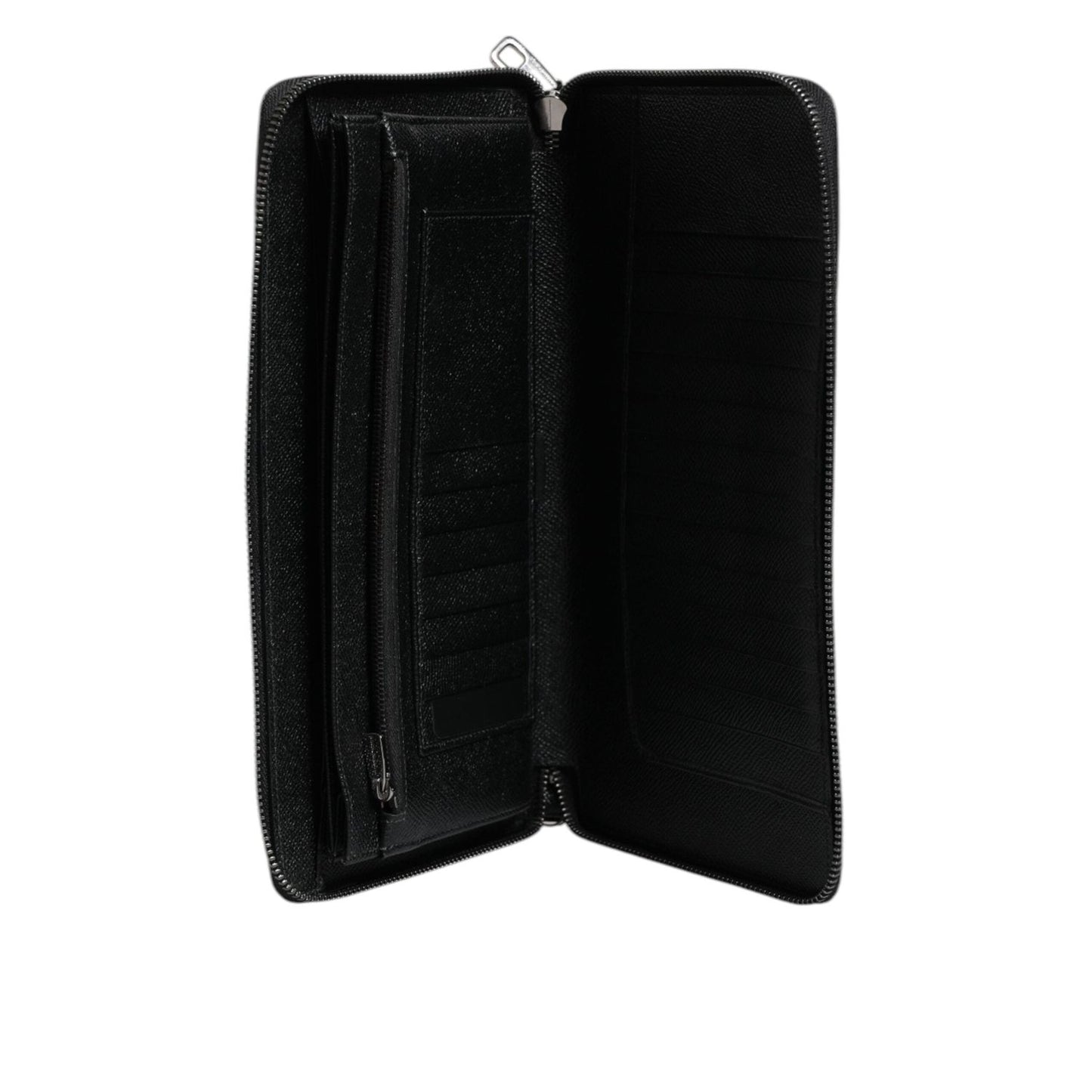 Dolce & Gabbana Black Calfskin Leather Logo Zip Around Continental Wallet BAG4069