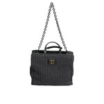 Dolce & Gabbana Black Large Knitted Crochet Shoulder Shopper DG Logo Bag BAG1656