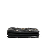 Dolce & Gabbana Black Leather Crystal Embellished Logo Shoulder Bag BAG4015