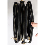 Dolce & Gabbana Black Leather Crystal Embellished Logo Shoulder Bag BAG4015