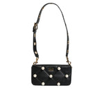 Dolce & Gabbana Black Leather Pearl Embellished Logo Shoulder Bag BAG4017