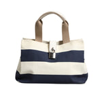 Dolce & Gabbana White Navy Striped Canvas Top Handle Tote Tote Bag BAG4048