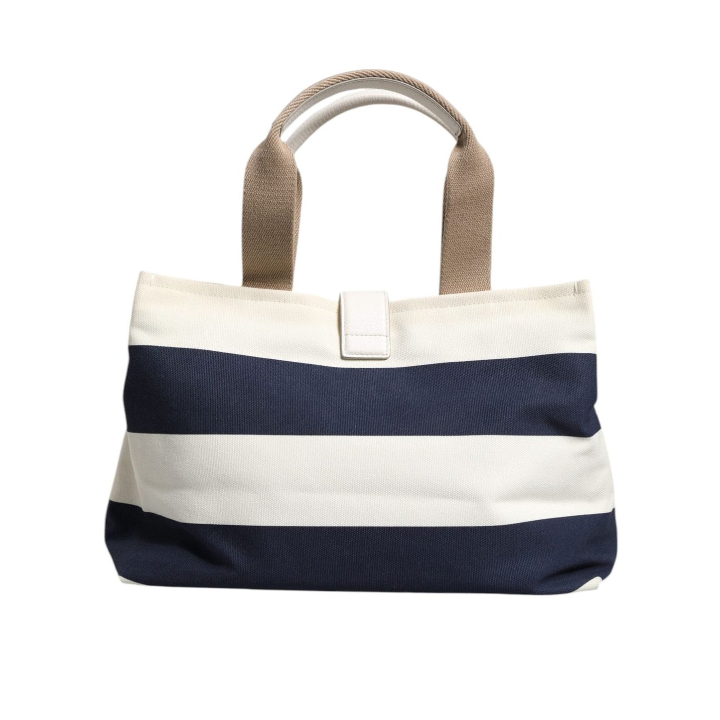 Dolce & Gabbana White Navy Striped Canvas Top Handle Tote Tote Bag BAG4048