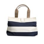 Dolce & Gabbana White Navy Striped Canvas Top Handle Tote Tote Bag BAG4048