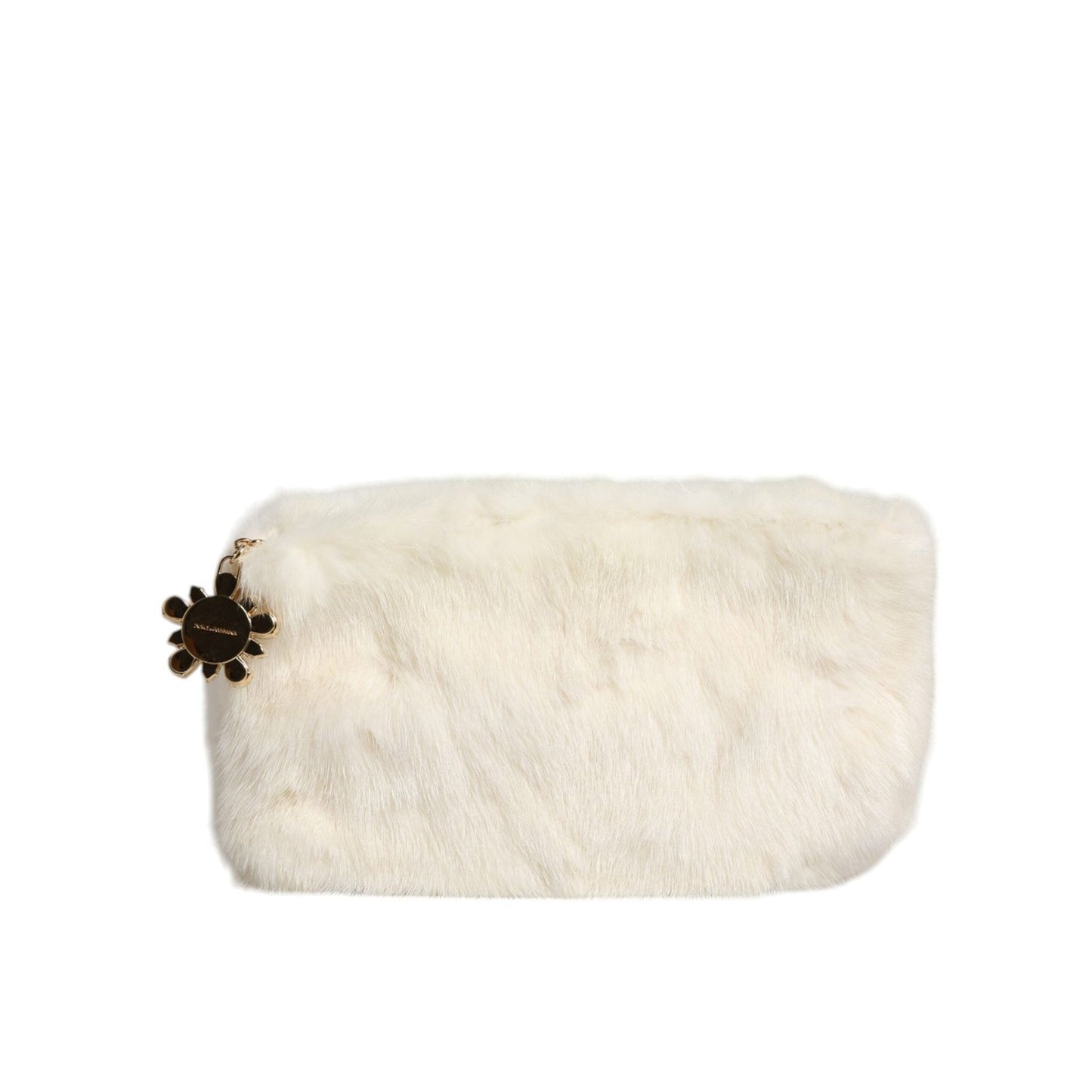 Dolce & Gabbana White Fur Handbag Clutch Purse Pouch Bag BAG4080
