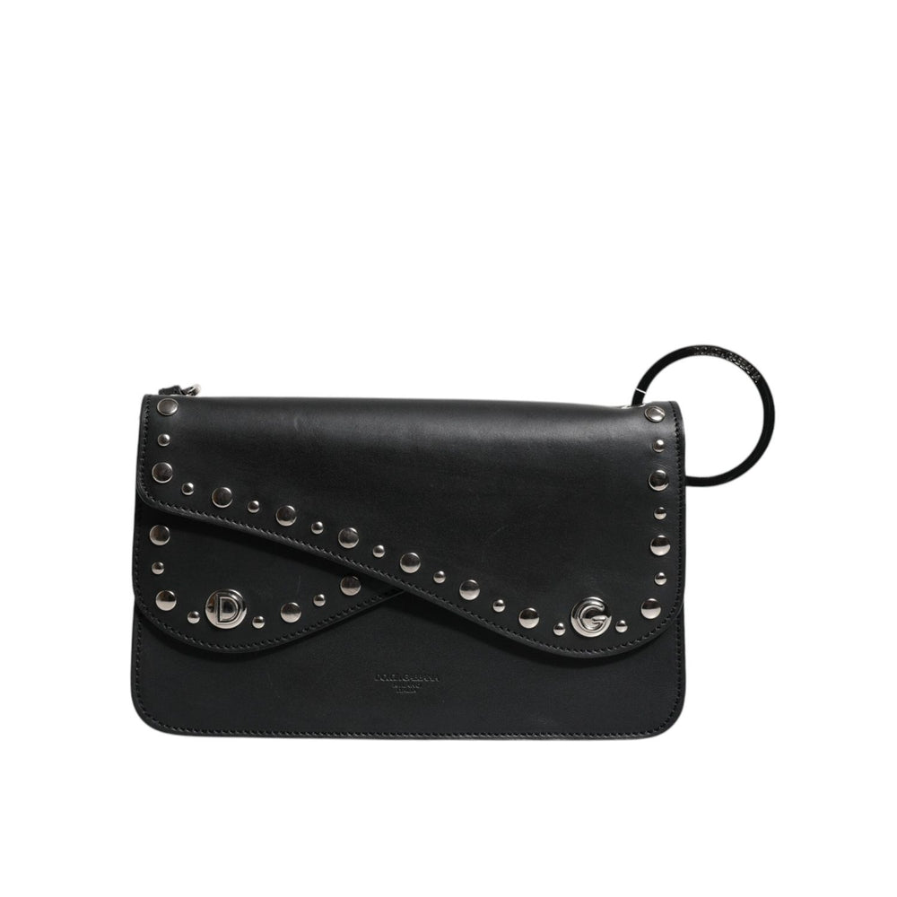 Dolce & Gabbana Black Small Leather Studded Shoulder Crossbody Bag BAG4081