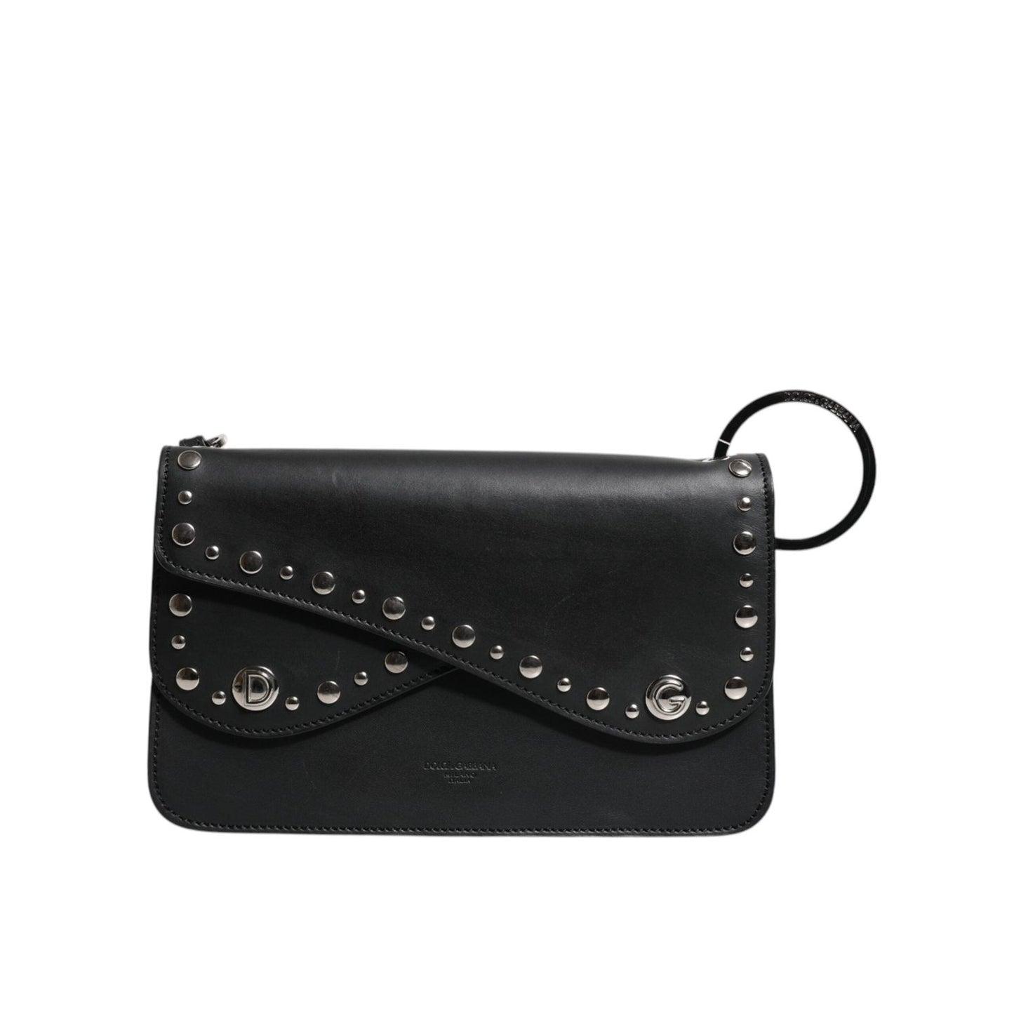 Dolce & Gabbana Black Small Leather Studded Shoulder Crossbody Bag BAG4081