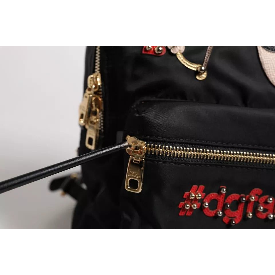 Dolce & Gabbana Black Nylon #DGFAMILY VULCANO Embellished Backpack Bag BAG4084