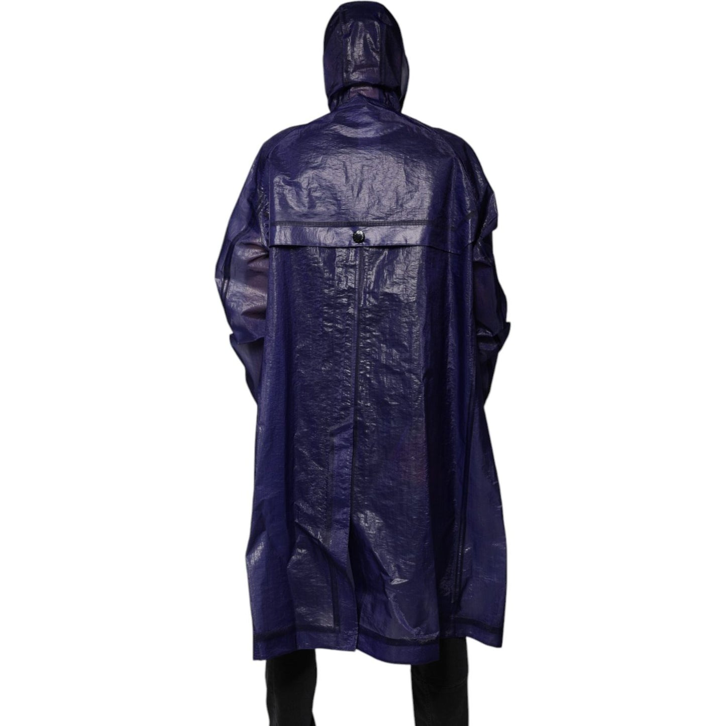 Dolce & Gabbana Dark Blue Cotton Hooded Men Raincoat Jacket JKT3787-54