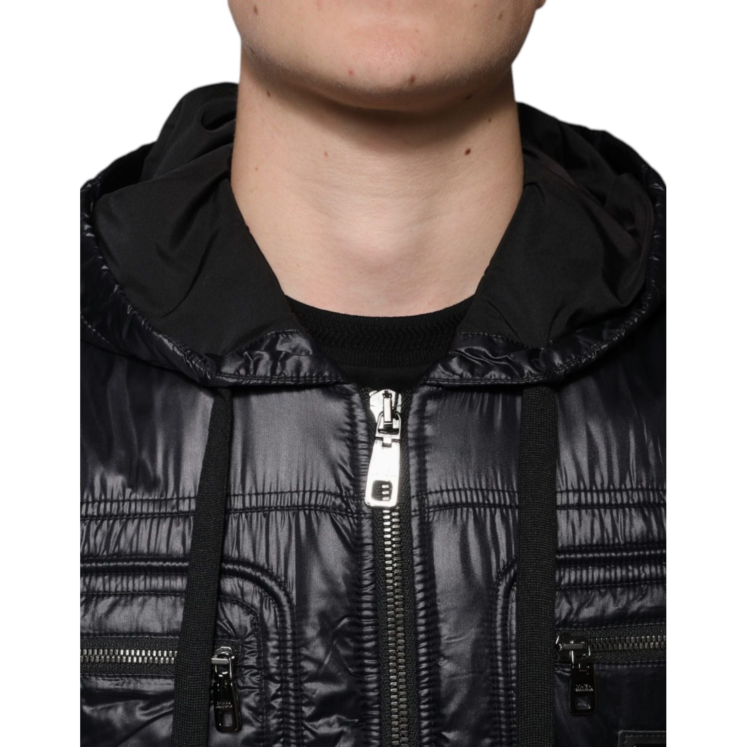Dolce & Gabbana Black Nylon Hooded Full Zip Blouson Jacket