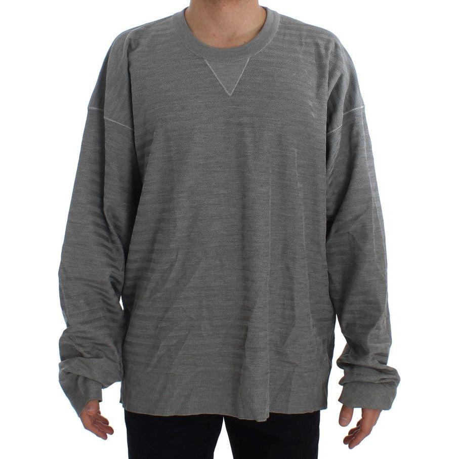 Dolce & Gabbana Gray Crewneck Pullover Silk Sweater TIT20531-1