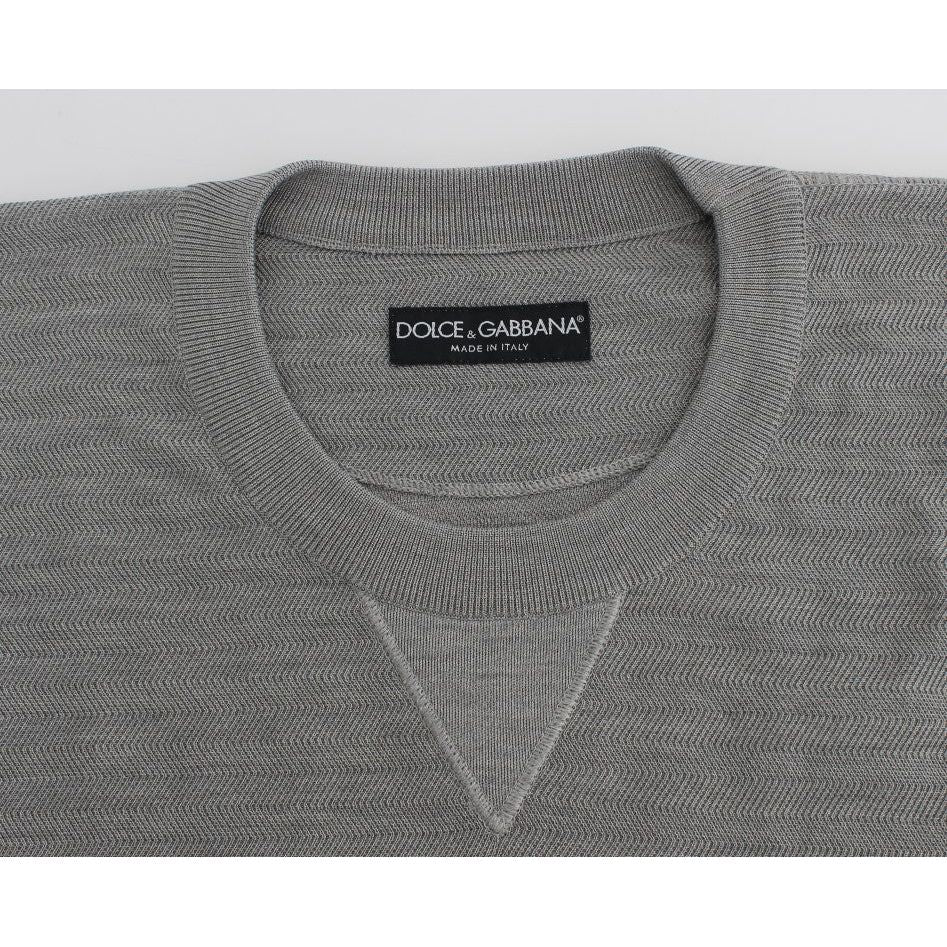 Dolce & Gabbana Gray Crewneck Pullover Silk Sweater TIT20531-1
