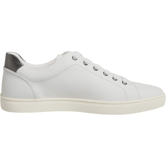 Dolce & Gabbana White Leather Heart Embellished Sneakers Shoes
