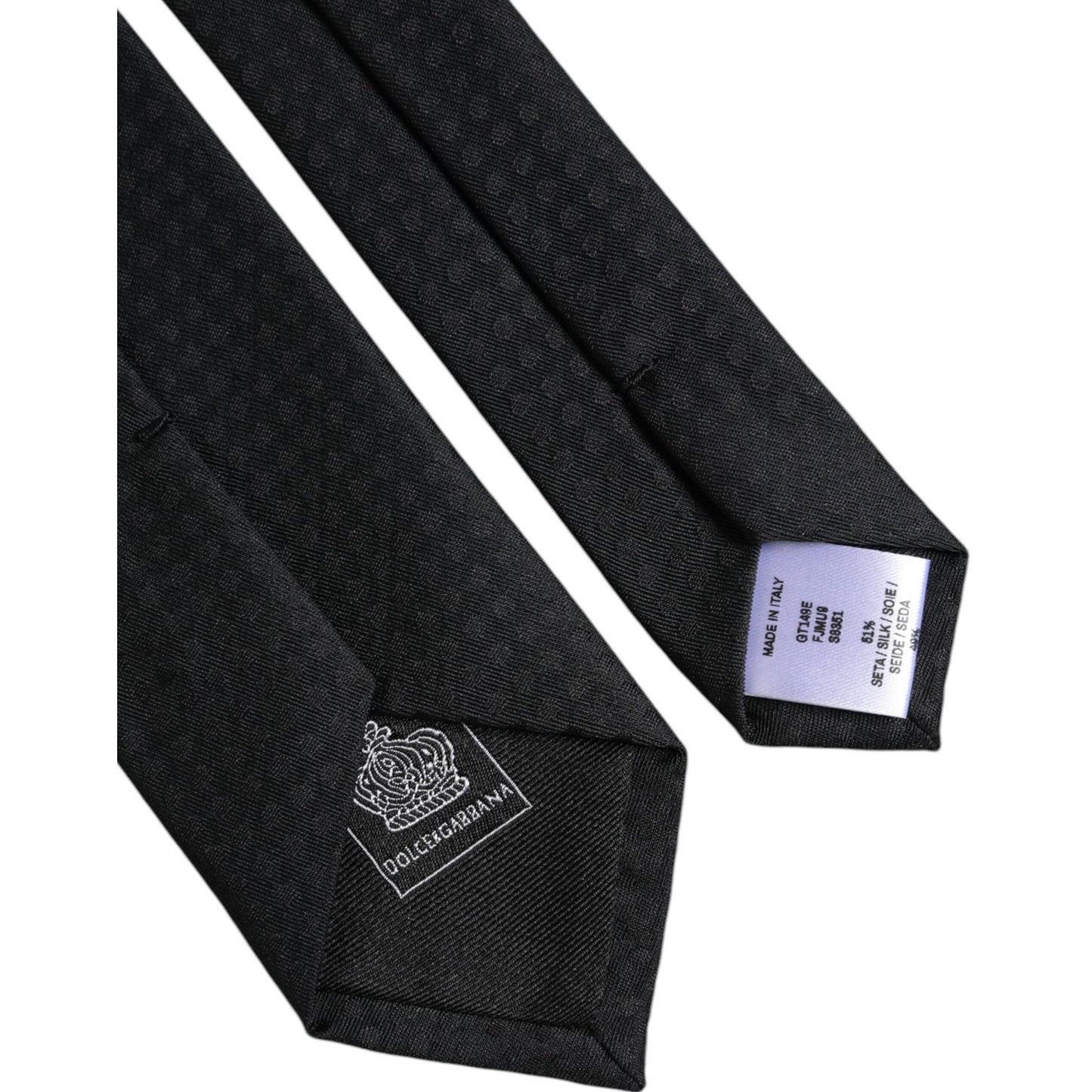 Dolce & Gabbana Black Circles Silk Adjustable Necktie Tie