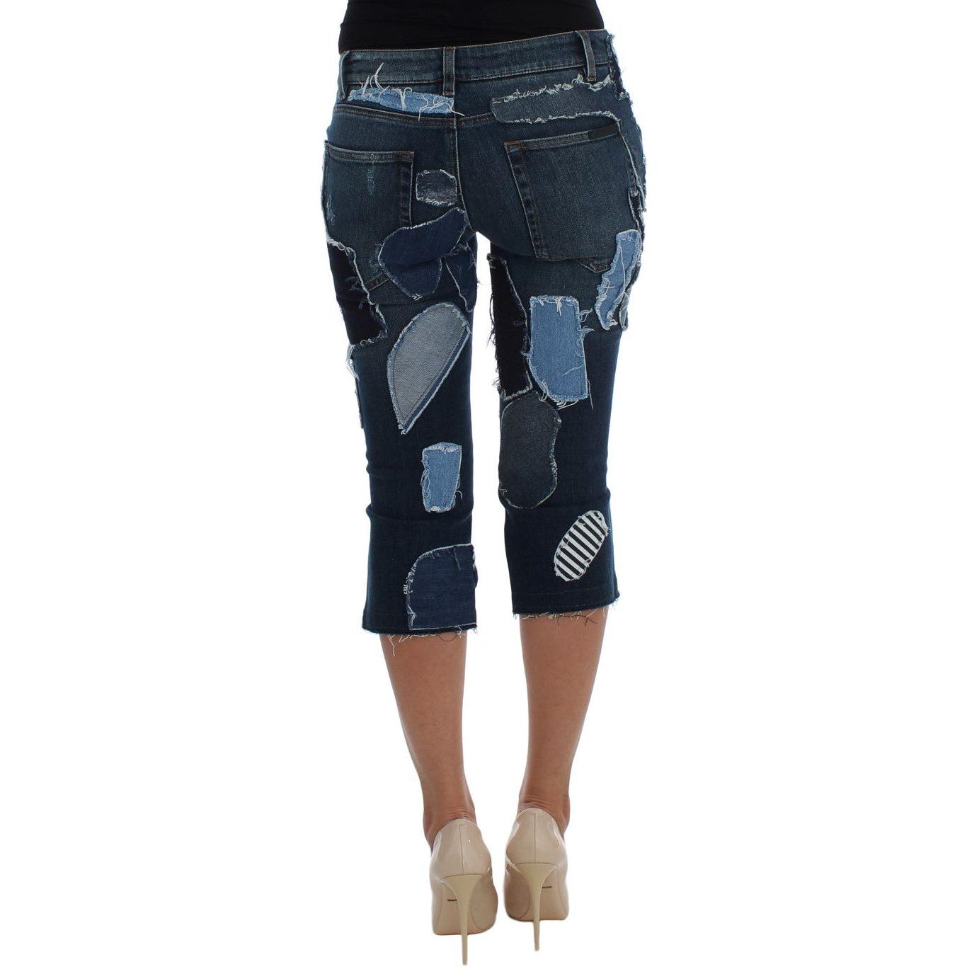 Dolce & Gabbana Stretch Blue Patchwork Jeans Shorts SIG20531-1