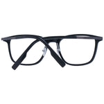 Ermenegildo Zegna Black Men Glasses Frame with plastic and titanium square design, full-rim, size 53-19-145, includes branded case.