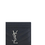 Saint Laurent Black Leather Card Holder SA423291BOW021000BB-FBB-372