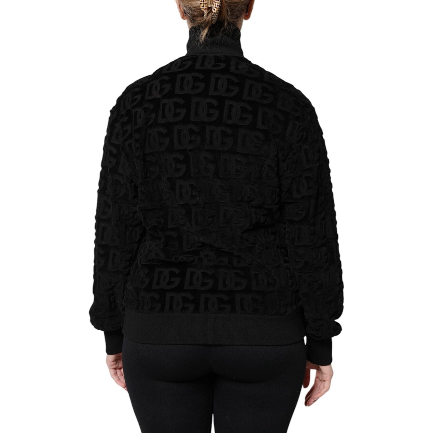 Dolce & Gabbana Black Logo Monogram Full Zip Bomber Jacket JKT41301-40