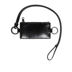 Dolce & Gabbana Black Leather Logo Embossed Lanyard Card Holder Wallet BAG4272