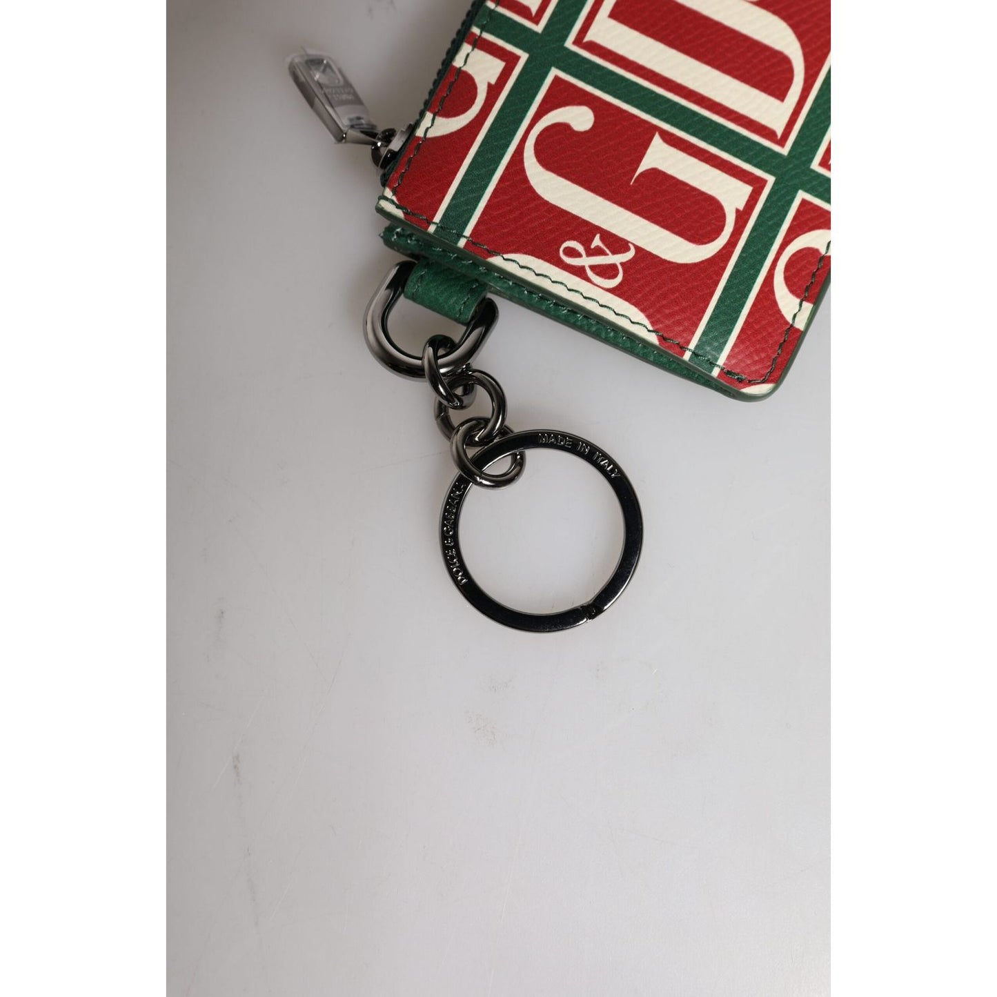 Dolce & Gabbana Green Calf Leather Logo Print Monogram Card Holder Wallet BAG4273