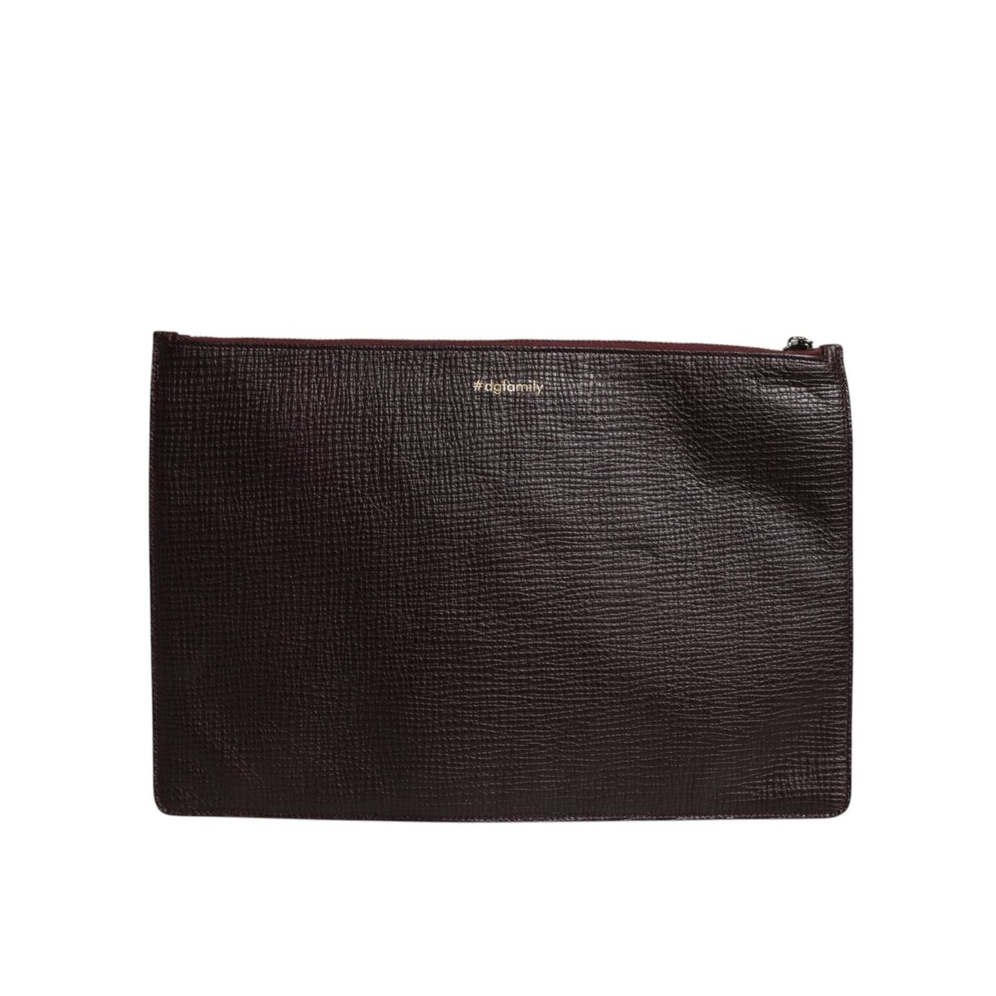 Dolce & Gabbana Brown Leather #DGFAMILY Embellished Men Clutch Pouch Bag BAG4277