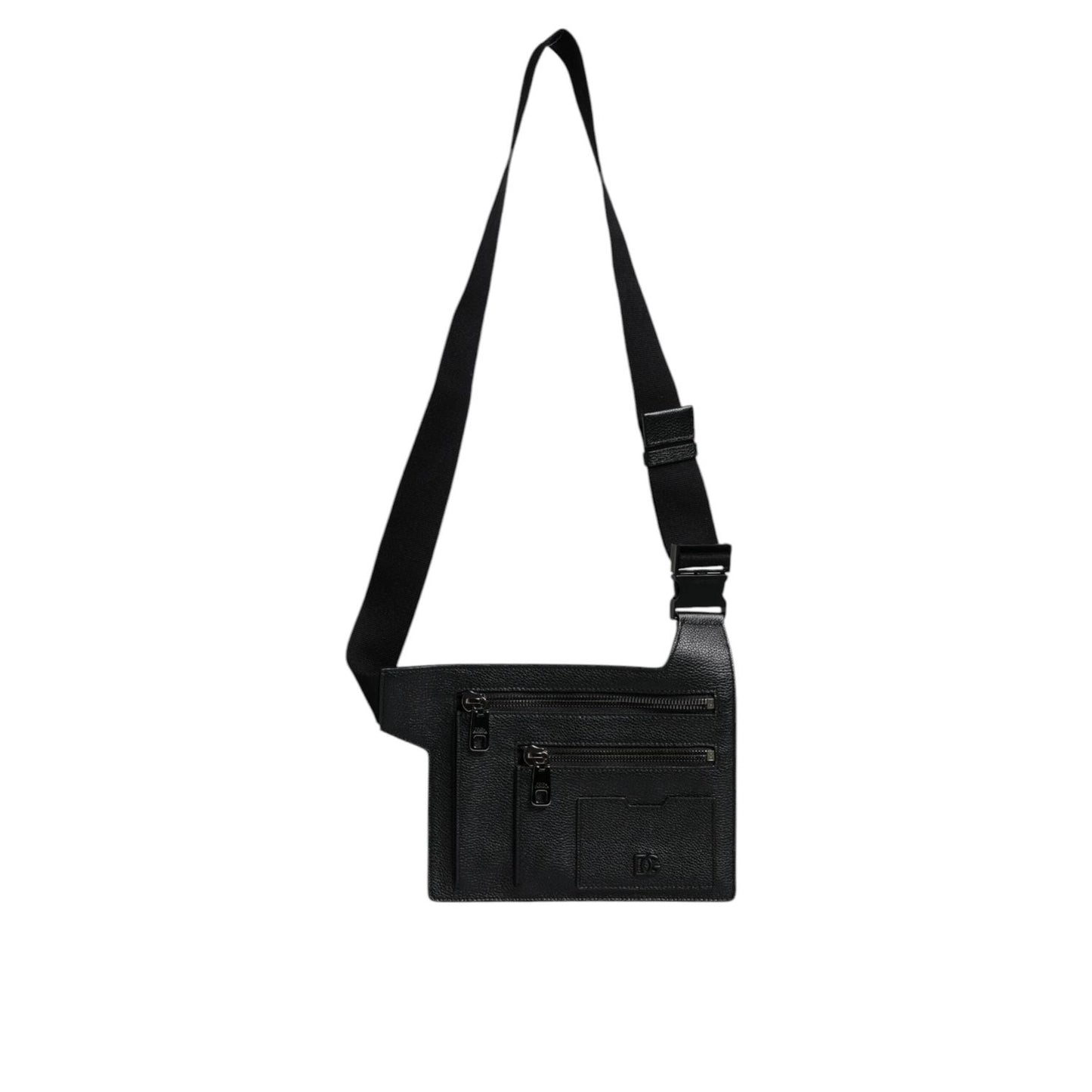 Dolce & Gabbana Black Calfskin Leather Messenger Crossbody Bag BAG4289