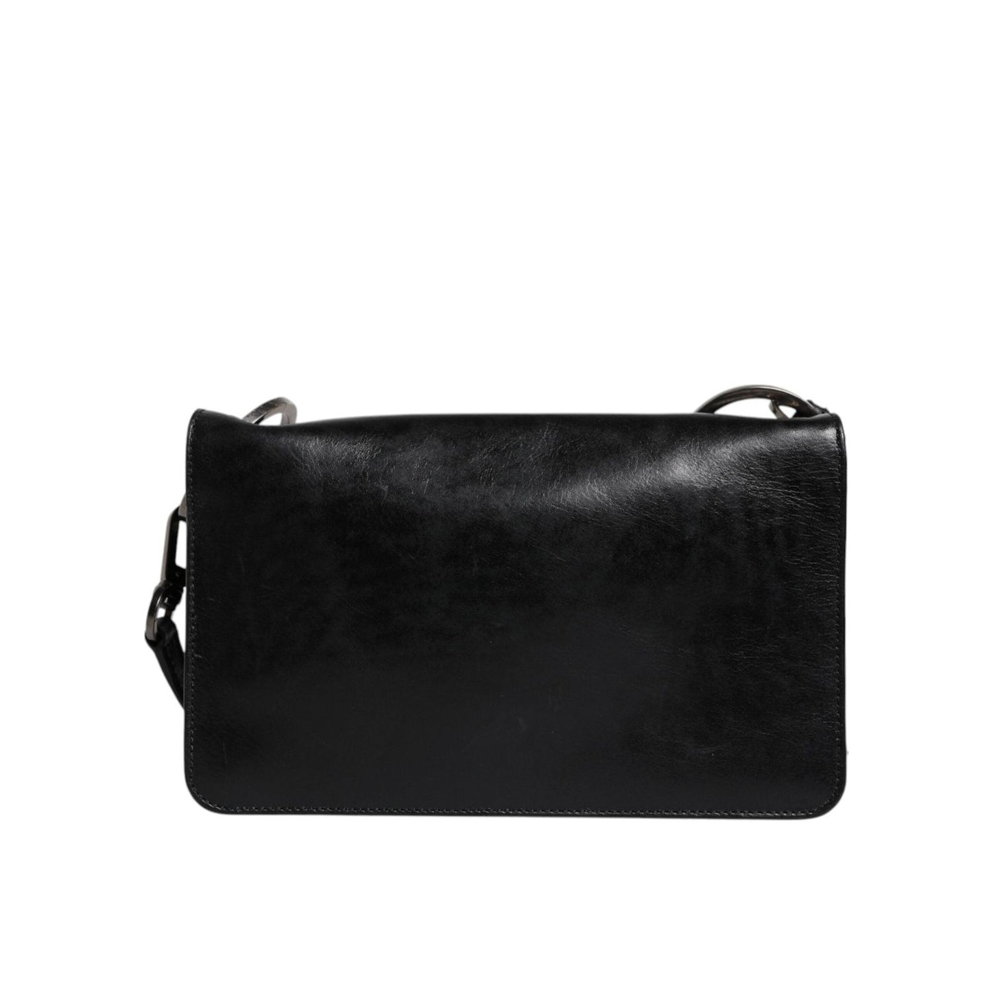 Dolce & Gabbana Black Leather Logo Purse Shoulder Crossbody Bag BAG4295